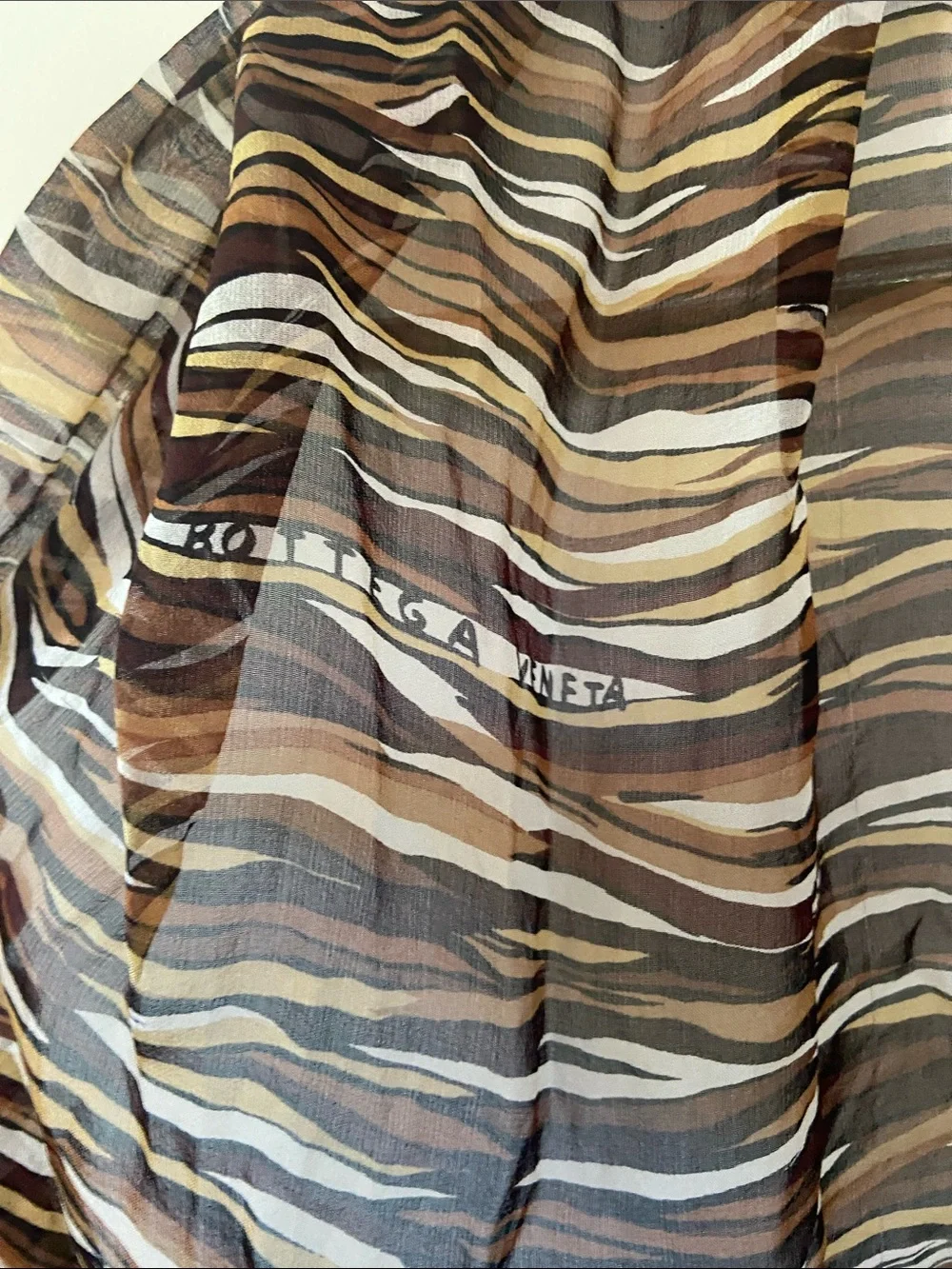 Bottega Veneta Silk Brown Striped Women's Scarf